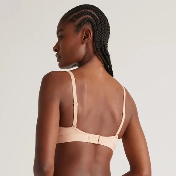 NEW QUINCE Pack Of 2 Micromodal Ruched Bralettes Warm Sand 2 - Picture 3 of 5